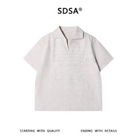 SDSA男装2026新款高贵轻奢简约刺绣字母小V翻领短袖T恤百搭上衣