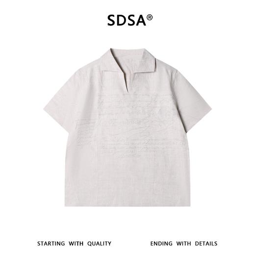SDSA男装2026新款高贵轻奢简约刺绣字母小V翻领短袖T恤百搭上衣 商品图0