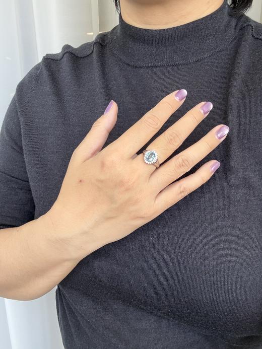 【日本溯源之旅】Pt900 海蓝宝钻石戒指  经典戴妃款 主石海蓝宝 1.38ct   围镶钻石 0.27ct  6.7g 指圈 13-15  商品图2