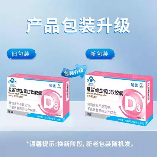 【1-4岁宝宝适用】星鲨维生素d3滴剂胶囊型婴幼儿孕妇乳母补充维生素D软胶囊360IU*48粒/盒 商品图1