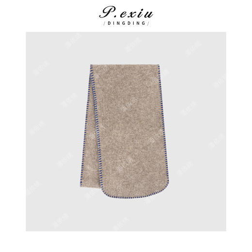 04-2潘依绣丁丁宠粉 山羊绒绵羊毛手工拉绒锁边氛围感围巾披肩KW25058 商品图1