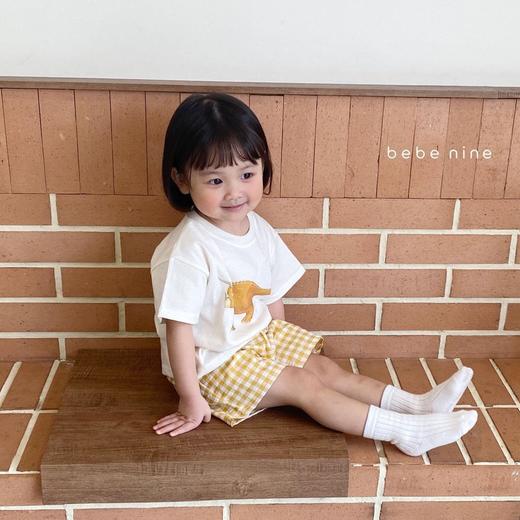 叮当可可韩国童装夏季新款儿童棉质可爱恐龙短袖格子短裤男女套装90-140 商品图2
