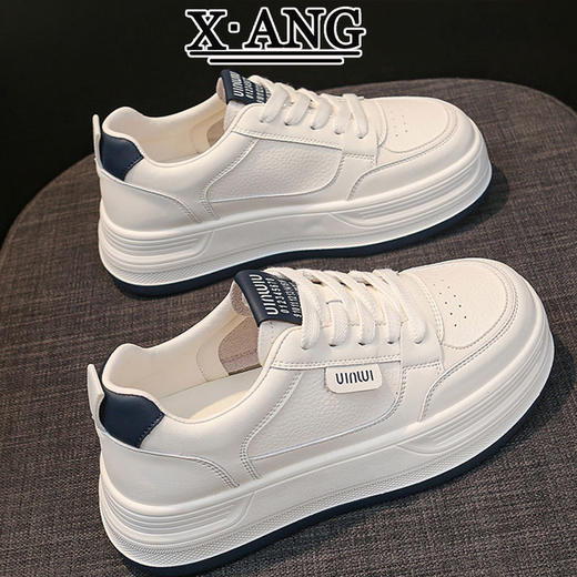 头层牛皮厚底小白鞋女款板鞋新款秋季鞋子女百搭休闲运动单鞋568 商品图2