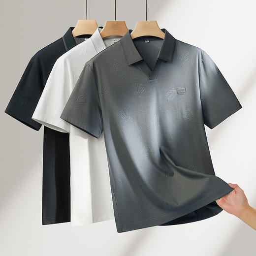 【DPF】大依优型大码男装夏季小V领短袖POLO衫商务休闲透气上衣棉质T恤 商品图1