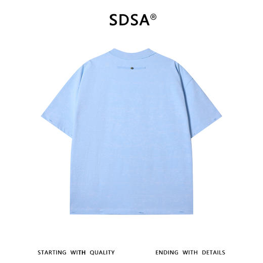 SDSA男装2026新款高贵轻奢潮牌扎染条纹割破圆领短袖T恤百搭时尚 商品图1