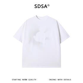 SDSA男装2026新款轻奢设计感简约渐变晕染小熊圆领短袖T恤百搭