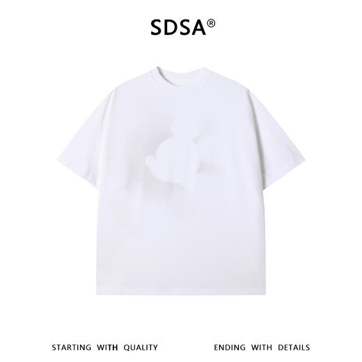 SDSA男装2026新款轻奢设计感简约渐变晕染小熊圆领短袖T恤百搭 商品图0