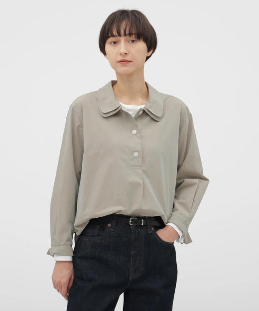 Margaret Howell 26SS 日版松石绿/石灰偏光双层圆领长袖衬衫 商品图6