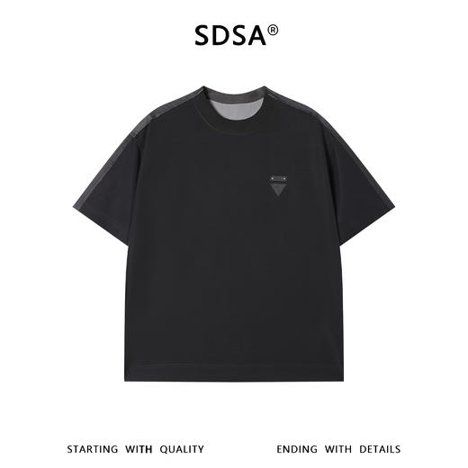 SDSA男装2026新款高贵轻奢潮牌铆钉倒三角设计圆领短袖T恤百搭 商品图0
