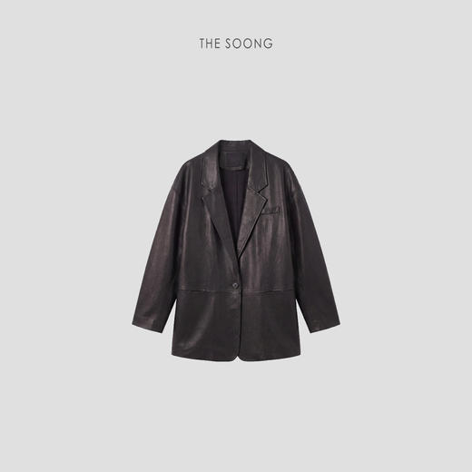 THESOONG/匠心皮语 手工削薄100%绵羊皮西装领女士皮衣外套8672 商品图6