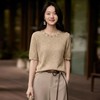 手工缀饰~轻奢风手工钉珠棉麻圆领针织短袖女高级感宽松显瘦上衣ZW26001 商品缩略图2