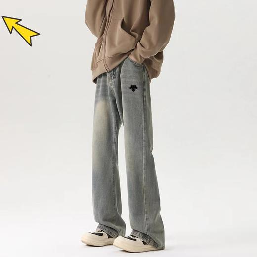 F040754美式潮流直筒弹力宽松休闲新款复古蓝牛仔裤 商品图1