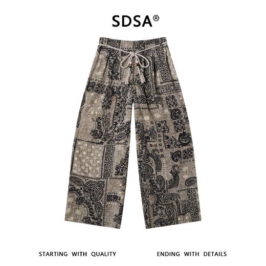 SDSA男装2026新款高贵轻奢简约复古满印花卉抽绳休闲裤百搭休闲 商品图0