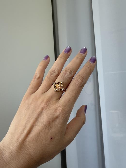 【日本溯源之旅】18K金黄蓝宝设计款戒指  复古蕾丝造型 黄蓝宝1.2ct  精湛无边镶工艺  5.3g. 戒圈19-21 商品图0