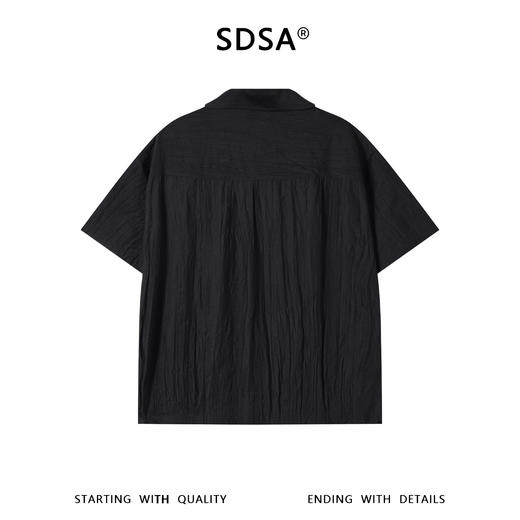 SDSA男装2026新款高贵轻奢日系纯色双口袋褶皱短袖衬衫百搭时尚 商品图3