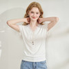 西遇韩系时尚蕾丝2026夏新款拼接短袖T恤v领花边正肩舒适透气上衣H0060231 商品缩略图2