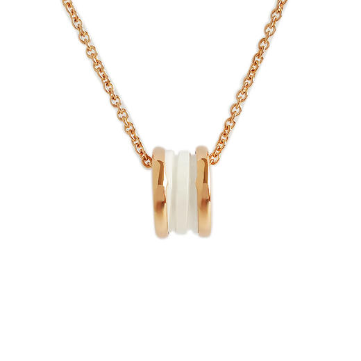 【95新】BVLGARI宝格丽B.zero1系列346082玫瑰金白陶瓷弹簧项链 链长约49cm女士300326NJS29 商品图0