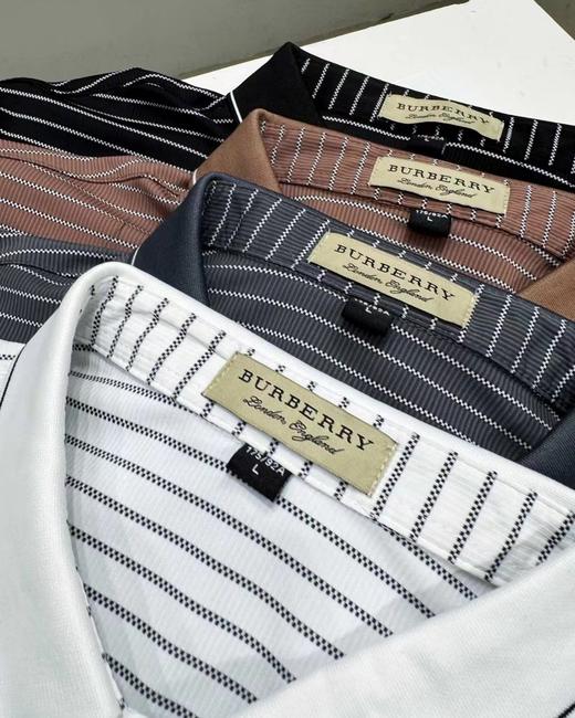 F040726夏季新款冰感纱线舒适透气情侣宽松色织条纹翻领POLO衫短袖T恤 商品图7