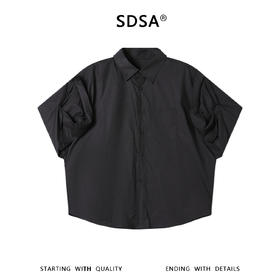 SDSA男装2026新款高贵轻奢潮牌刺绣字母纯色短袖衬衫百搭宽松上衣