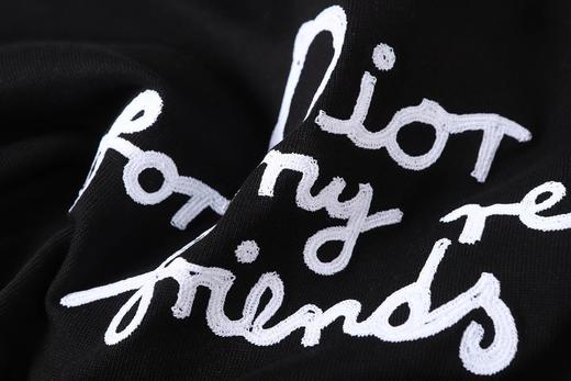 F040715夏季新款双纱面料草写手写刺绣字母印花情侣圆领短袖T恤 商品图6