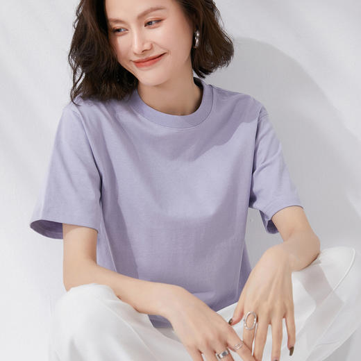 热卖！遮肉显瘦、干净利落！【单拍不发货 加购3件到手59元】明肖 200g马卡龙糖果多色休闲纯棉T恤 NCTX808 商品图2