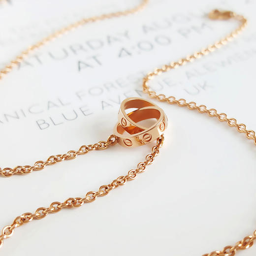 【95新】Cartier卡地亚LOVE系列B7212300玫瑰金双环LOVE项链 链长约44cm女士260326NJT26 商品图4