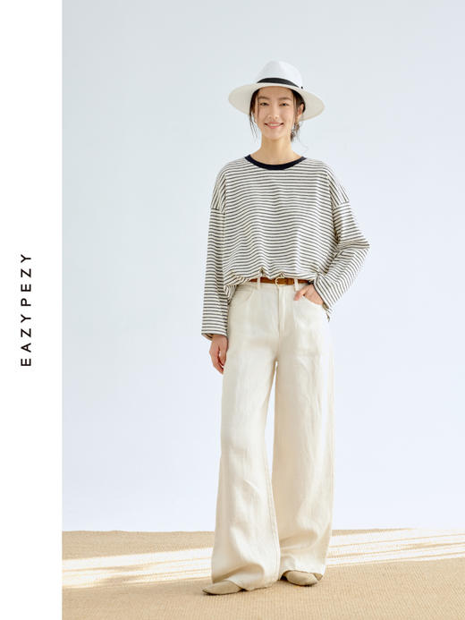 Coco·圆领经典宽松条纹长袖和短袖T恤 商品图3