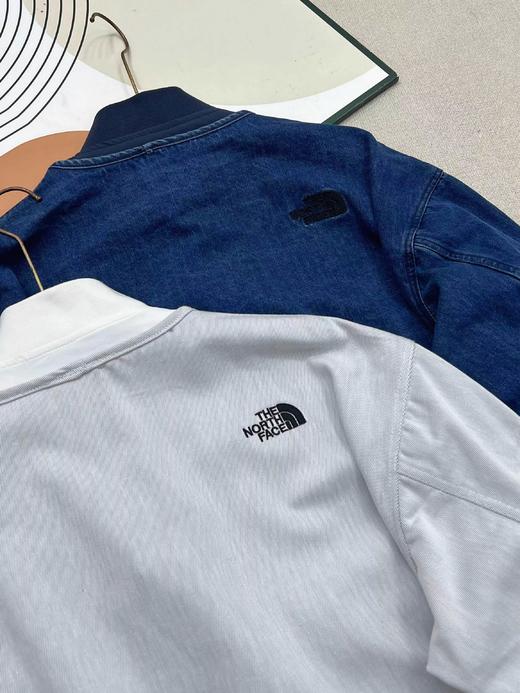 F040742创新拼接情侣款假两件宽松高街棒球领牛仔夹克外套 商品图4