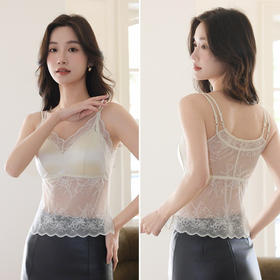 性感蕾丝吊带背心女带胸垫内衣缎面双肩带内搭外穿上衣内搭美背潮