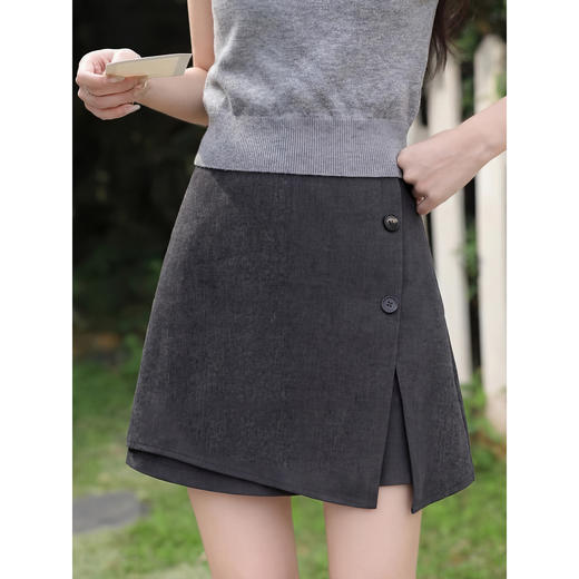 鹿向南「柏林少女」设计感开叉灰色半身裙夏新款洋气显瘦短款裙子 商品图0