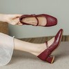 【秒杀】法式复古玛丽珍女鞋子春秋新款气质红色高跟鞋方头粗跟浅口女单鞋 商品缩略图0