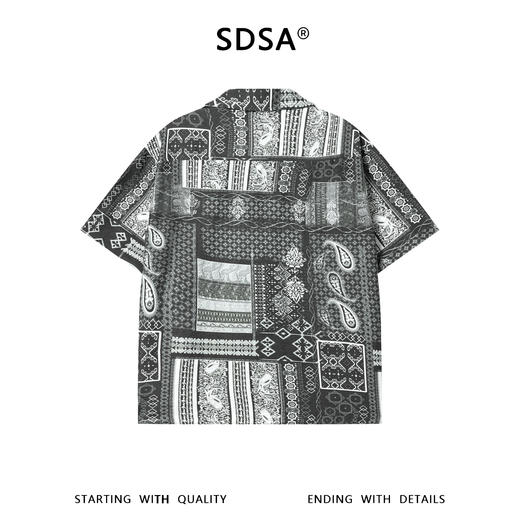 SDSA男装2026新款高贵轻奢潮牌复古腰果花卉翻领短袖衬衫百搭时尚 商品图1