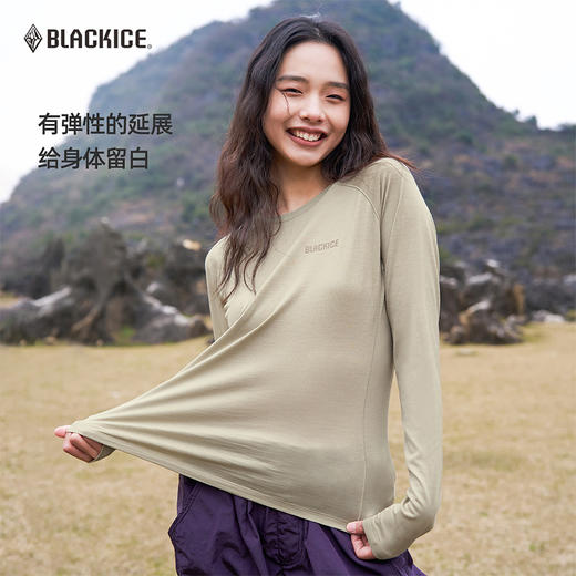 黑冰美利奴羊毛上衣长袖春季户外徒步登山轻薄透气运动t恤3606 商品图4