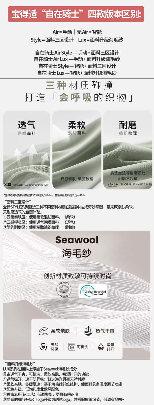 Britax宝得适 自在骑士Air LUX 儿童安全座椅isize通风0-7岁【手动款】"面料升级海毛纱" 商品图5