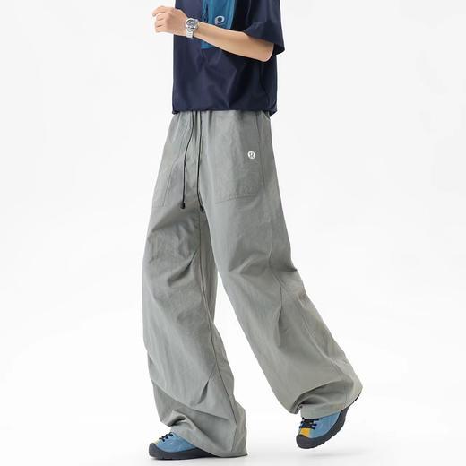 F040748夏季新款日常通勤松紧腰撞色抽绳褶皱工装裤 商品图0