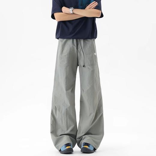 F040748夏季新款日常通勤松紧腰撞色抽绳褶皱工装裤 商品图1