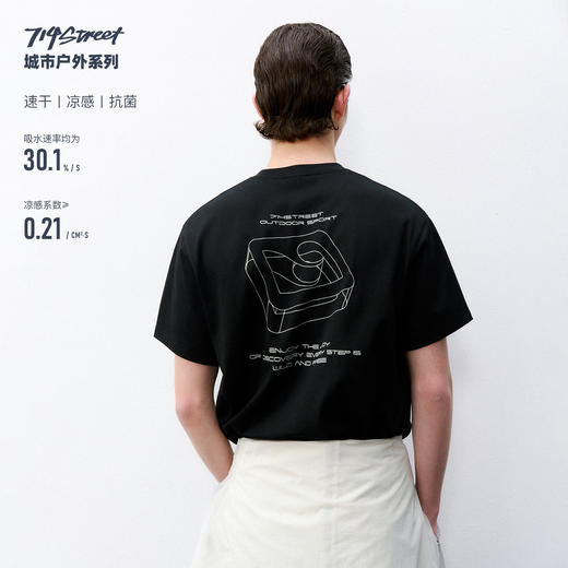 714street夏季7A抗菌速干凉感短袖男潮牌宽松圆领夜光印花情侣T恤 商品图0