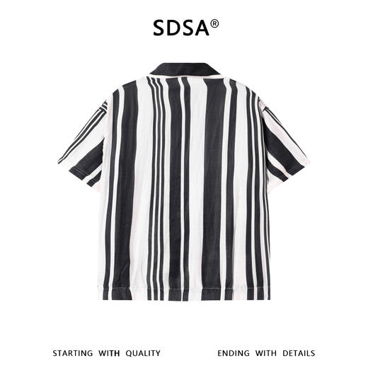 SDSA男装2026新款高贵轻奢简约撞色竖纹立领短袖衬衫百搭时尚上衣 商品图4