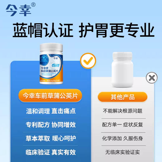 今幸牌 车前草蒲公英片 专利护胃 保护胃粘膜损伤 0.75g/片*30片/瓶 商品图2