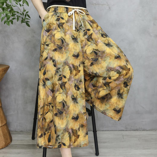 【169元2条】女士春夏洗水棉印花阔腿裤【FD26318】 商品图0