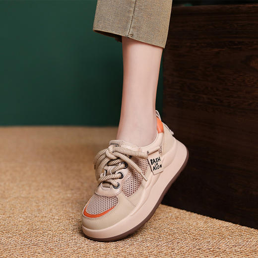 厚底夏季薄款网面鞋女春秋新款百搭透气松糕底网纱休闲板鞋FC82200 商品图2