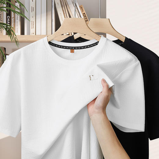 【DWP】大依优型大码男装夏季圆领短袖T恤棉质透气上衣商务休闲百搭男士 商品图1