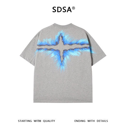 SDSA男装2026新款高贵轻奢小众设计小星芒印花圆领短袖T恤百搭潮 商品图4