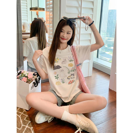 <曾小咸推荐>4.8现货秒杀 ！微信超特价！韩系趣味印花短袖（小版）日常119.99 立减60 秒杀59.99！！ 商品图1