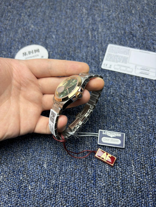 浪琴新款AF康卡斯悦动系列34mm 间玫金橄榄绿 2892机 女士腕表 商品图3