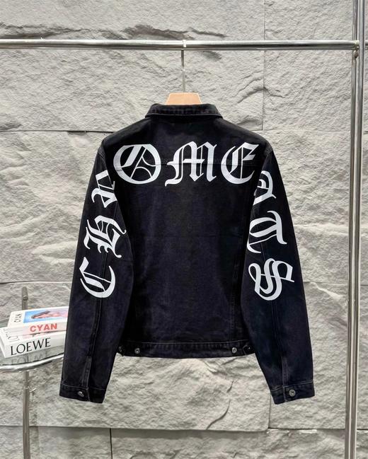 F040711春夏季新款做旧复古街头涂鸦背后梵文字母水洗牛仔外套 商品图1