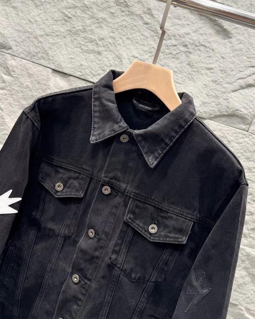 F040711春夏季新款做旧复古街头涂鸦背后梵文字母水洗牛仔外套 商品图2