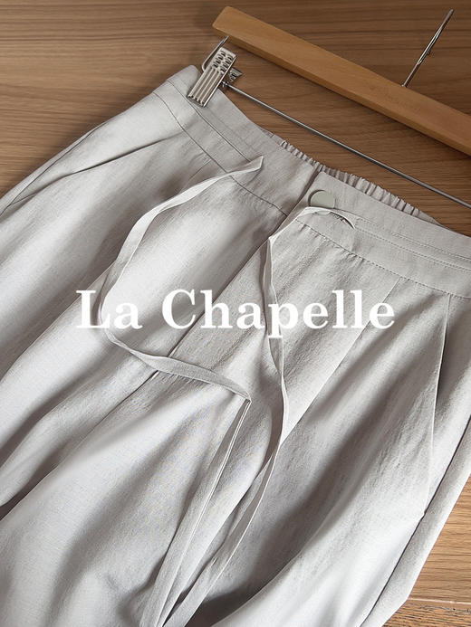 专柜实拍【垂坠/抗皱】拉夏贝尔/La Chapelle系带后松紧腰垂感休闲裤时髦显瘦女长裤 商品图4