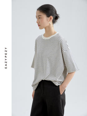 Coco·圆领经典宽松条纹长袖和短袖T恤