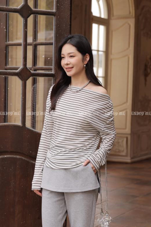 【门店同款】ENJOY春季“柔权主义”慵懒条纹T 169697675 商品图6